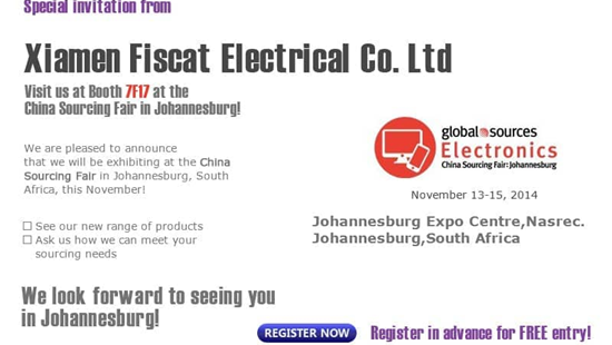 Fiscat deltar i Global Source Electronics i Johannesburg, Sydafrika 11-19 november 2014